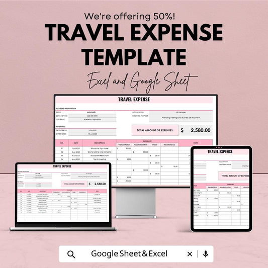 Travel Expense Template | Business Trip Expense Tracker | Excel & Google Sheets Travel Budget Spreadsheet | Travel Cost Organizer