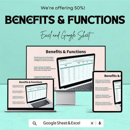Email Marketing Campaign Tracker Template | Email Metrics Dashboard | Campaign Analytics Spreadsheet | Digital Marketing Planner