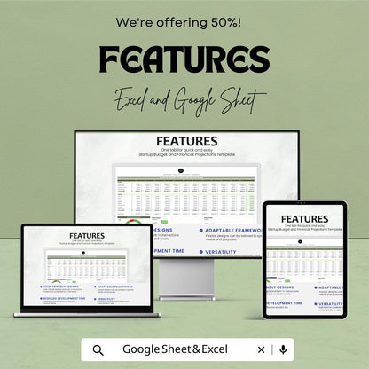 Startup Budget and Financial Projections Template | Excel & Google Sheets | Startup Planner, Business Forecast, Expense Tracker