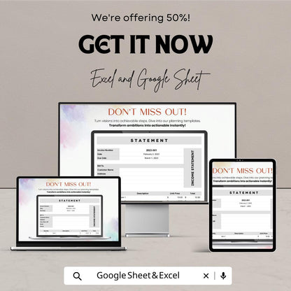 Statement Template | Invoice & Billing Tracker for Excel and Google Sheets | Business Finance Spreadsheet | Payment Record Template
