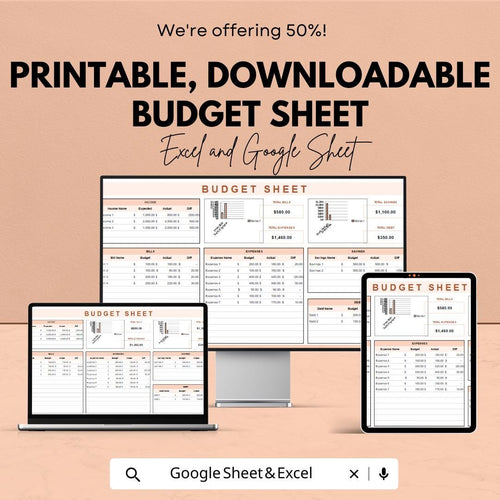 Digital Download Excel & Google Sheets | Personal Finance Tracker | Monthly Expense Budgeting Template