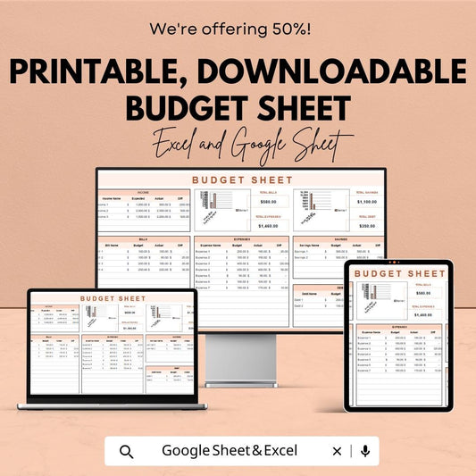 Digital Download Excel & Google Sheets | Personal Finance Tracker | Monthly Expense Budgeting Template