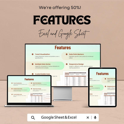 Dynamic Line Chart Sheet - Google Sheet | Visual Data Insights | Trend Analysis, Financial Chart Template, Sales Chart, Profit Tracker