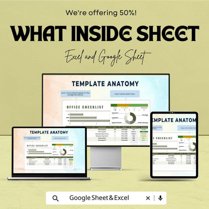 Office Checklist Sheet | Excel and Google Sheets Template | Task Tracker | Business & Admin Organization | Project Management List