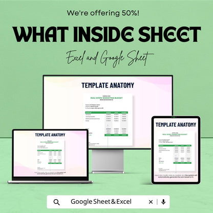 Real Estate Marketing Budget Template | Property Marketing Expense Tracker | Realtor Budget Planner | Marketing ROI Spreadsheet |