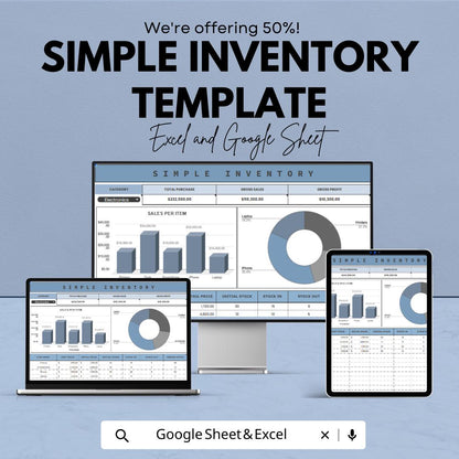 Simple Inventory Template Excel & Google Sheets | Stock Tracker Spreadsheet | Inventory Management Dashboard | Small Business Inventory Log