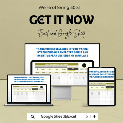 Employee Bonus Incentive Plan Template Excel Google Sheets, HR Bonus Calculator, Employee Performance Bonus Tracker, HR Management Tool