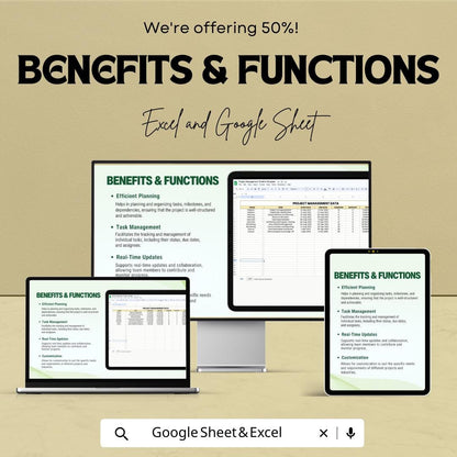 Project Management Timeline Sheet | Excel & Google Sheets Template for Efficient Project Planning and Tracking | Task and Milestone Tracker