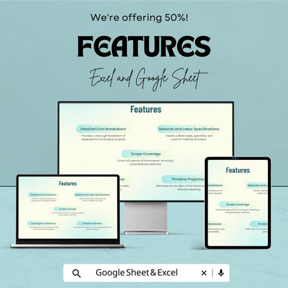 Home Repair Estimate Template | Contractor Quote Sheet | Excel & Google Sheets Estimate | Renovation Budget Planner | Editable Cost Form