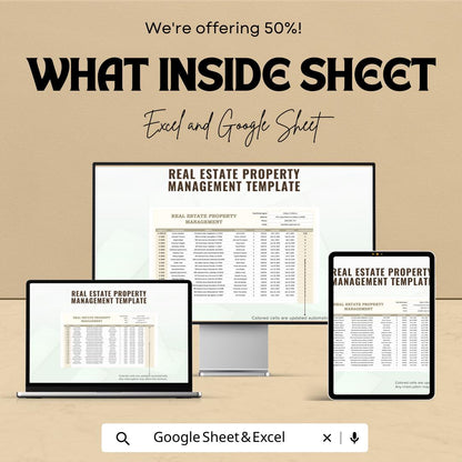 Real Estate Property Management Template, Rental Property Tracker, Landlord Spreadsheet, Tenant & Lease Manager, Excel Google Sheets