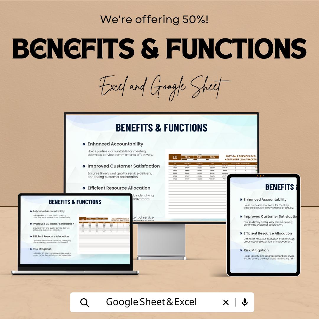 Post-Sale SLA Tracker Template | Service Level Agreement Tracker | Customer Support KPI Tool | Excel & Google Sheets