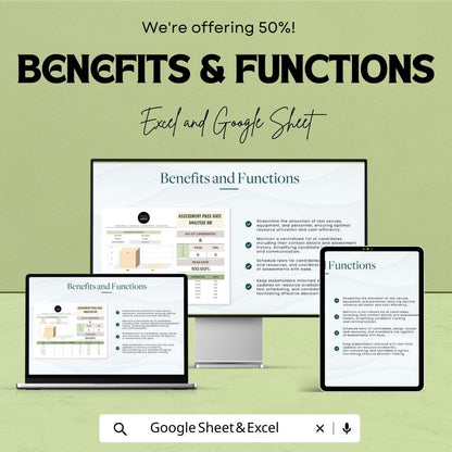 Assessment Pass Rate Analysis HR Template | Excel & Google Sheets HR Dashboard | Recruitment Evaluation Tracker | Hiring Metrics Spreadsheet