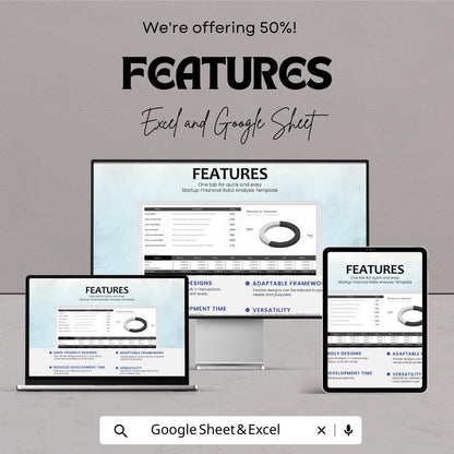 Startup Financial Ratio Analysis Template | Excel & Google Sheets | Financial Ratios Dashboard | Startup Finance Spreadsheet
