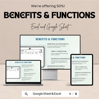 Administration Meeting Follow-Up Task Tracker Sheet | Excel and Google Sheet | Task Management & Progress Tracking | Meeting Notes Template