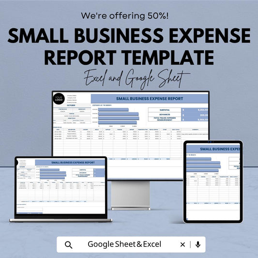 Small Business Expense Report Template | Expense Tracker Spreadsheet | Budget Planner | Excel & Google Sheets Template | Financial Report