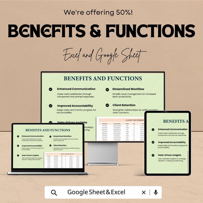 Sales Client Issue Resolution Tracker Template, Customer Issue Log, Client Support Tracker, CRM Spreadsheet