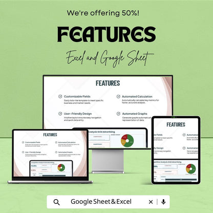 Competitive Analysis Grid Advertising Template | Competitor Comparison Tool | Market Research Spreadsheet