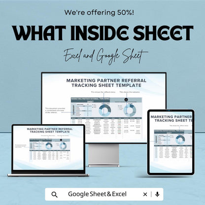 Marketing Partner Referral Tracking Sheet - Excel and Google Sheet for Efficient Lead Management, Referral Status & Outcome Analysis