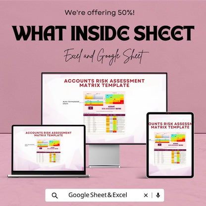 Accounts Risk Assessment Matrix Template | Risk Assessment Spreadsheet | Financial Risk Analysis Tool | Excel & Google Sheets |