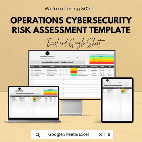 Cybersecurity Risk Assessment Template, Operations Risk Register, IT Security Risk Matrix, Compliance Tracker