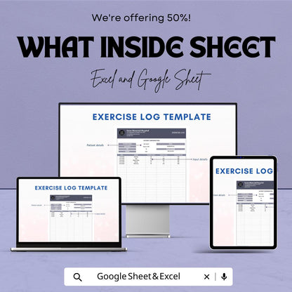 Exercise Log Sheet | Track Your Fitness Journey | Excel & Google Sheets Template