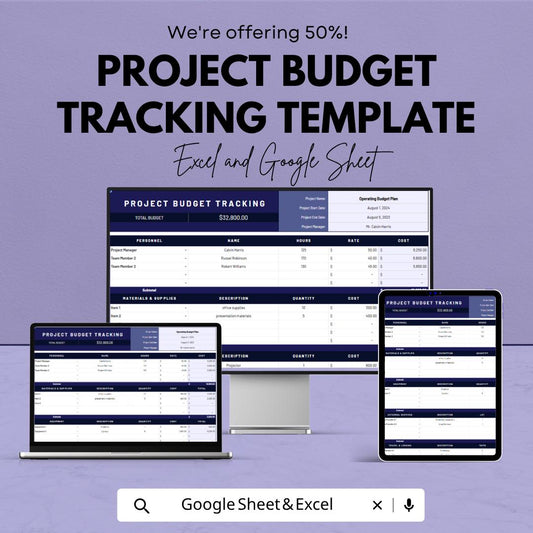 Project Budget Tracking Template | Budget Planner Spreadsheet | Expense Tracker | Project Cost Management | Excel & Google Sheets |