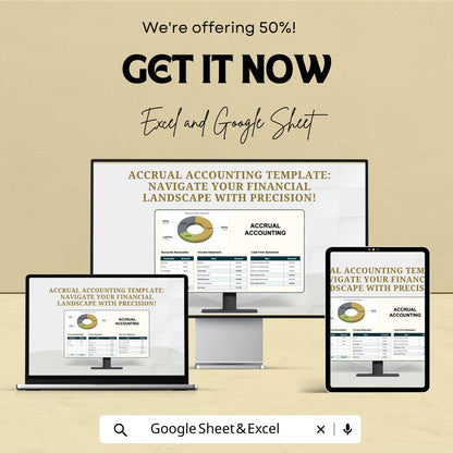 Accrual Accounting Template | Balance Sheet & Income Statement Dashboard | Financial Reporting Spreadsheet | Excel and Google Sheets