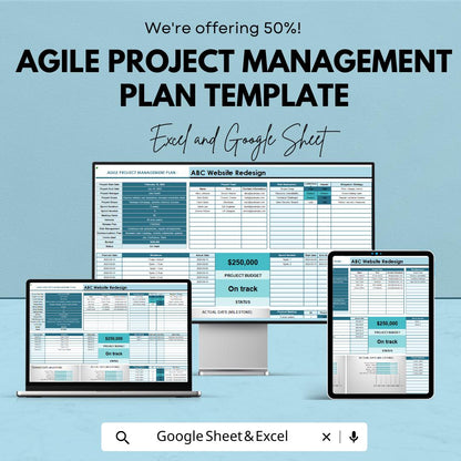 Agile Project Management Plan Template | Agile Project Tracker and Planner Spreadsheet | Excel & Google Sheets