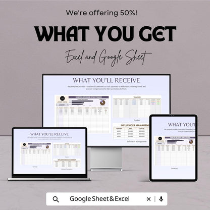 Influencer Payment Tracker Template | Marketing Payment Log Spreadsheet | Influencer Finance Tracker | Payment Status & Management Tool