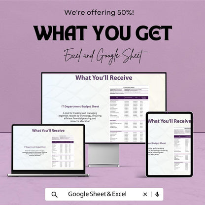 IT Department Budget Template | IT Budget Spreadsheet | Technology Budget Planner | Excel & Google Sheets | IT Expense Tracker Sheet