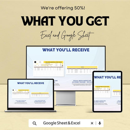 Social Media Marketing Ad Spend Tracker Template Excel & Google Sheets | Advertising Budget Spreadsheet | Campaign Performance Tracker