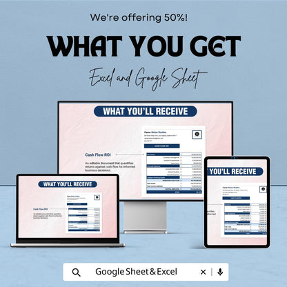 Business Case ROI Template, ROI Calculator Excel, Return on Investment Spreadsheet, Financial Analysis Tool, Google Sheets ROI Template