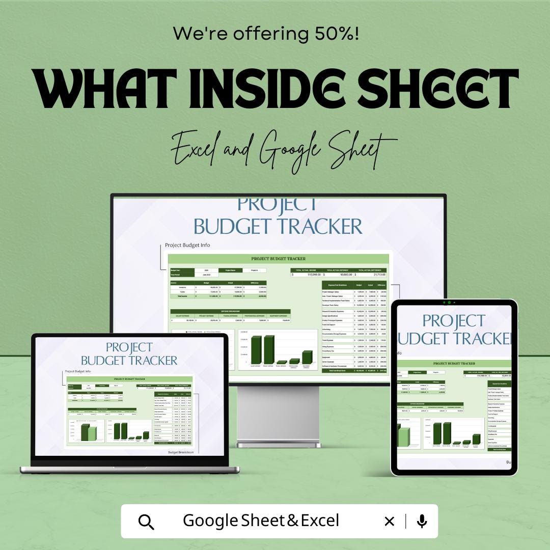 Project Budget Tracker Template, Excel & Google Sheets Budget Planner, Project Cost Tracker, Business Budget Spreadsheet, Financial Tracker