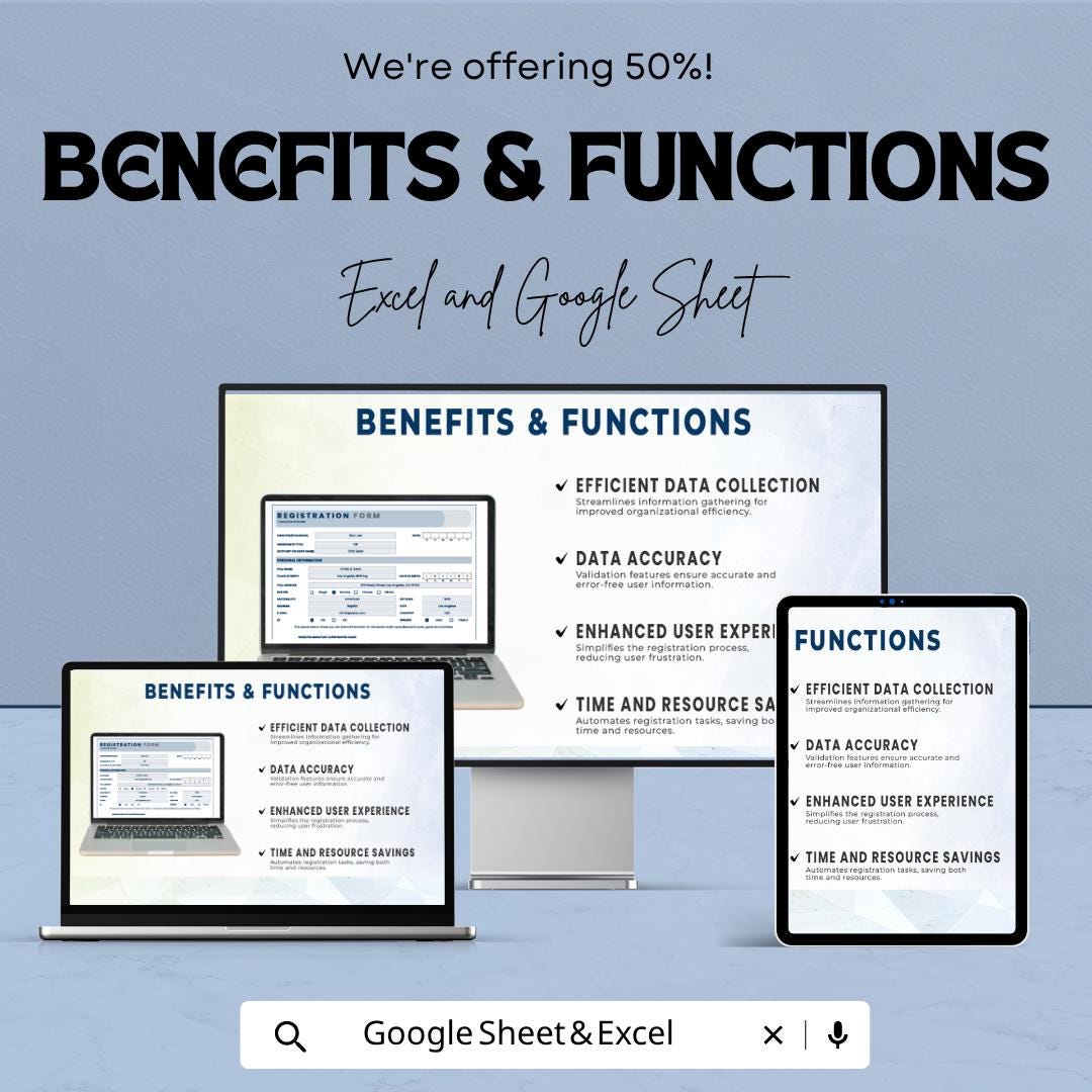 Registration Form Template | Client Intake Form | Signup Form Spreadsheet | Excel & Google Sheets | Event Registration Tracker