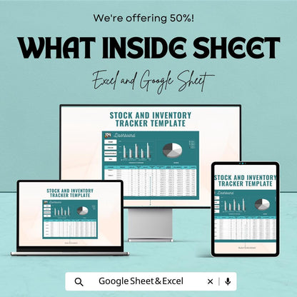 Stock and Inventory Tracker Template, Inventory Management Spreadsheet, Product Stock Log, Inventory Dashboard