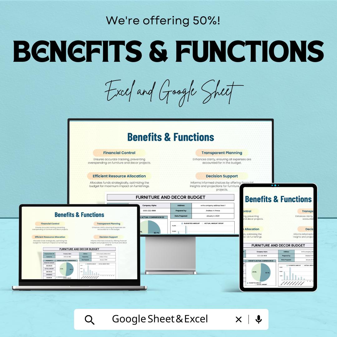 Furniture and Decor Budget Sheet | Excel and Google Sheets | Interior Expense Tracker | Home Renovation Budget Planner | Instant Download