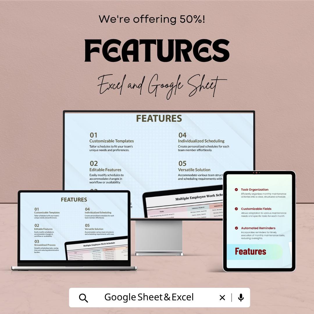 Employee Schedule Template | Staff Work Schedule Spreadsheet | Team Planner Excel |  Workforce Management Template