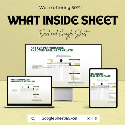 Pay for Performance Analysis Tool HR Template | Compensation and Salary Analysis Spreadsheet | Excel & Google Sheets HR Dashboard