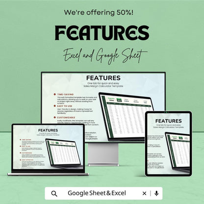 Sales Margin Calculator Template | Profit Margin Spreadsheet | Pricing and Cost Analysis Tool | Excel & Google Sheets Business Tracker