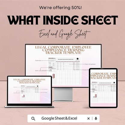Legal Employee Compliance Training Tracker Template, Corporate Training Log, Law Firm Training Spreadsheet