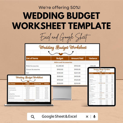 Wedding Budget Planner Template | Wedding Expense Spreadsheet | Event Budget Tracker | Excel & Google Sheets | Wedding Cost Planning