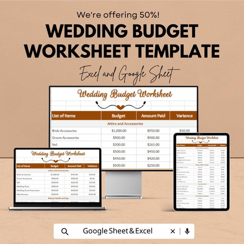 Wedding Budget Planner Template | Wedding Expense Spreadsheet | Event Budget Tracker | Excel & Google Sheets | Wedding Cost Planning