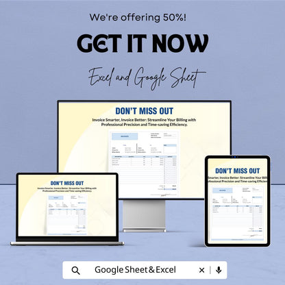 Basic Invoice Template | Business Billing Spreadsheet | Printable Invoice Form | Small Business Invoice Template