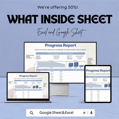 Simple Report Template | Progress Report Spreadsheet | Business Performance Tracker | Project Status Layout | Editable Report Sheet