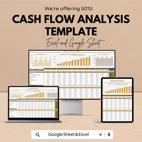 Cash Flow Analysis Template, Excel & Google Sheets, Cash Flow Tracker, Business Finance Spreadsheet, Budget and Income Expense Tool