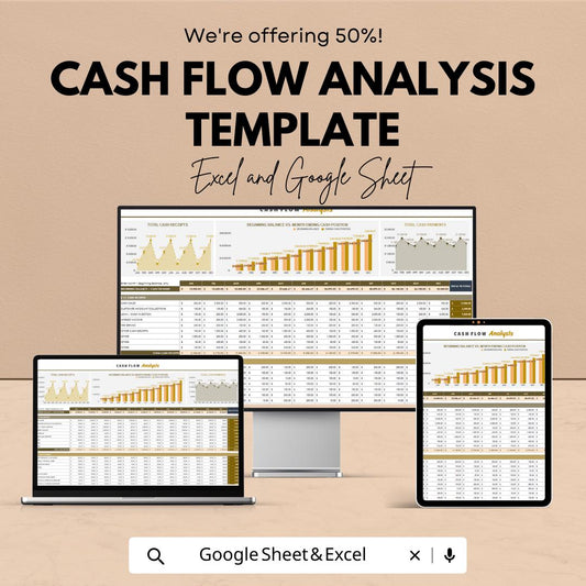 Cash Flow Analysis Template, Excel & Google Sheets, Cash Flow Tracker, Business Finance Spreadsheet, Budget and Income Expense Tool
