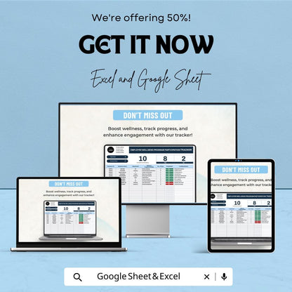 Employee Wellness Program Participation Tracker Template | Excel & Google Sheets | Wellness Program Tracker | HR Engagement Spreadsheet