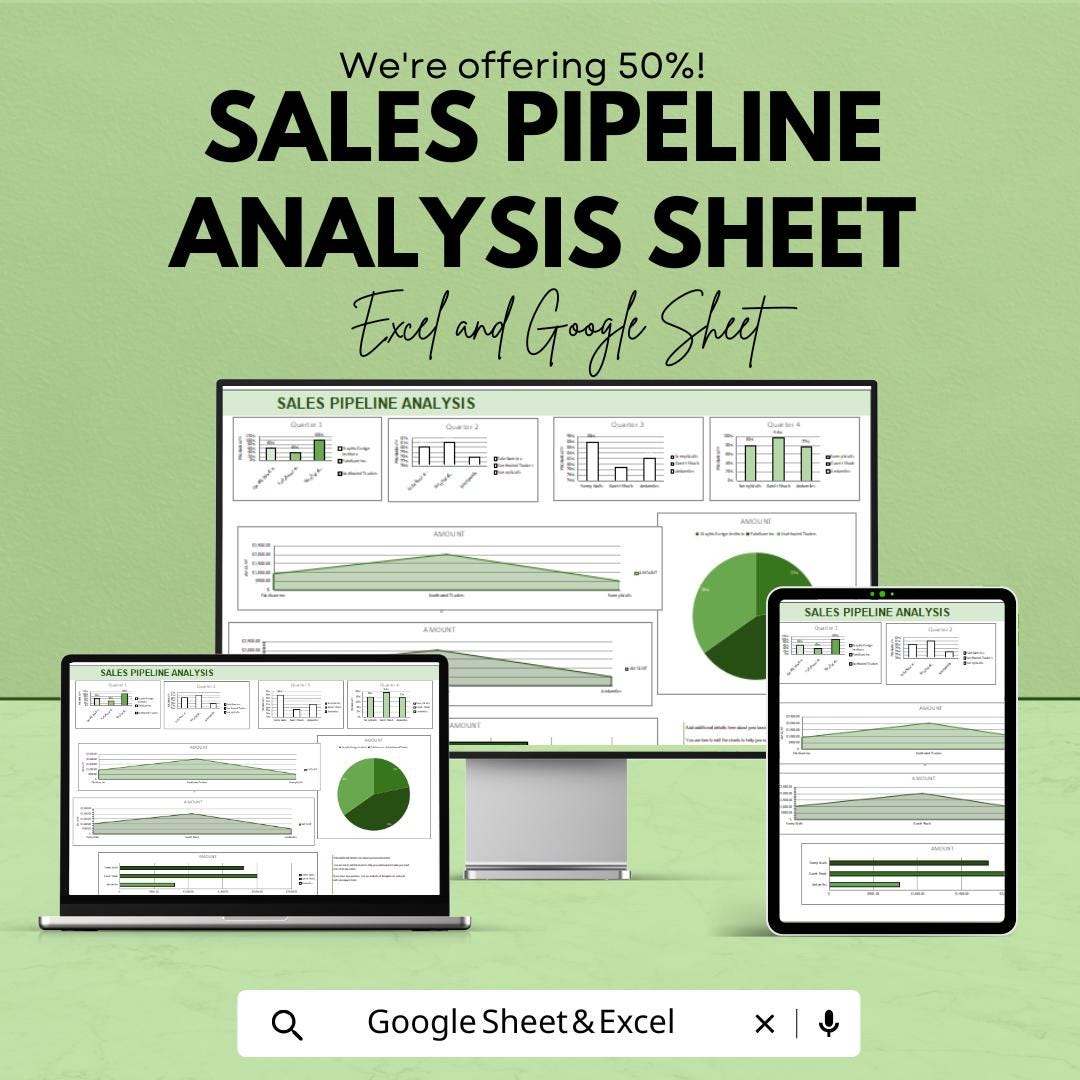 Sales Pipeline Analysis Sheet | Excel & Google Sheet | Sales Tracker | Lead Management Template | Sales Forecasting Tool