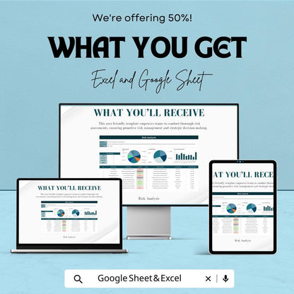 Risk Analysis Template | Excel & Google Sheets Risk Management Dashboard | Business Risk Assessment Tool | Project Risk Tracker Spreadsheet