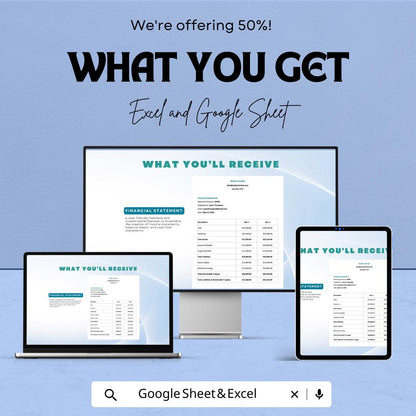 Financial Statement Sheet | Excel & Google Sheet Template | Business Financial Reporting Tool